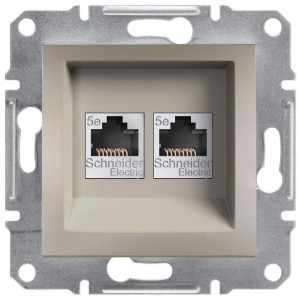 Розетка компьютерная двойная RJ45 кат. 5е ASFORA бронза EPH4400169